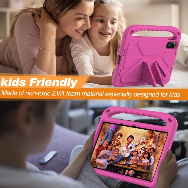 Funda de EVA a prueba de golpes con asa y soporte para Xiaomi Redmi Pad 2 (rosa y rojo)