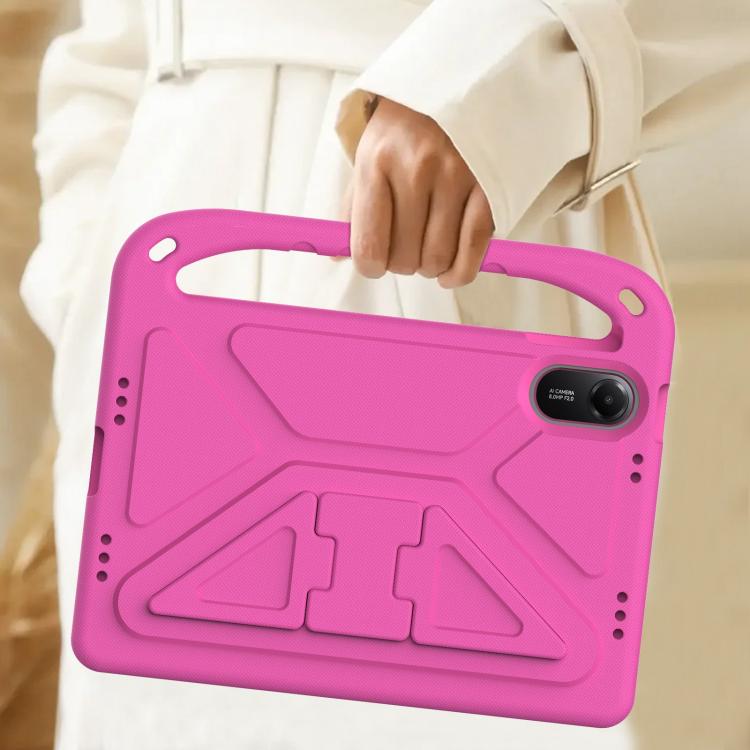 Funda de EVA a prueba de golpes con asa y soporte para Xiaomi Redmi Pad 2 (rosa y rojo)