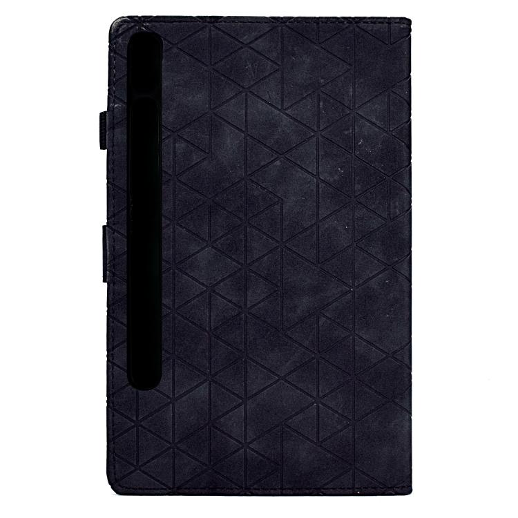 Funda de cuero inteligente con diseño de rombos de TPU para Samsung Galaxy Tab S10 FE+ (negra)