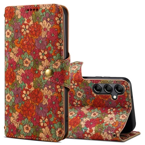 Funda para Teléfono Samsung Galaxy A34 5G Denior Flower Language Series Cuero Borde Tela de Corcho (Verano)