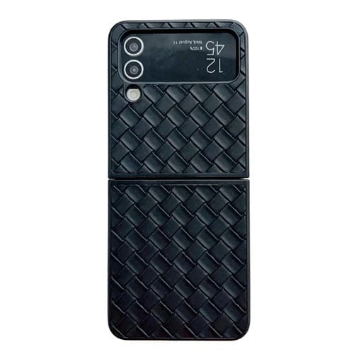 Funda plegable para Samsung Galaxy Z Flip3 de PU con textura tejida (Negro)
