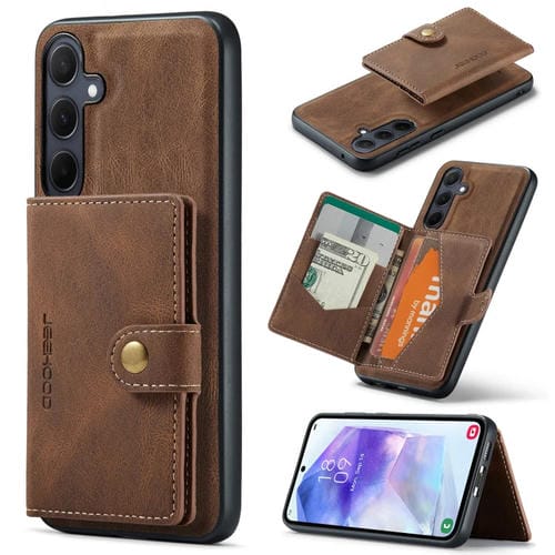 Funda para Teléfono Samsung Galaxy A55 5G Jeehood J01 con Billetera Desmontable Magnética Retro (Marrón)