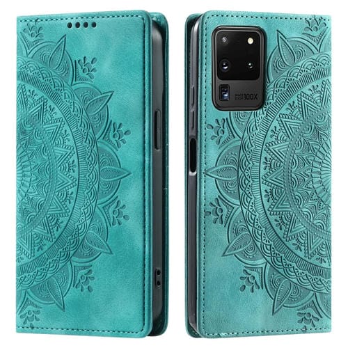 Funda para Samsung Galaxy S20 Ultra Totem Cuero Magnética En Relieve (Verde)
