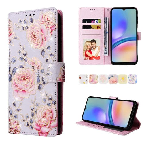 Funda de Cuero RFID para Samsung Galaxy A05S con Pintura Bronceada (Rosa Pastoral)