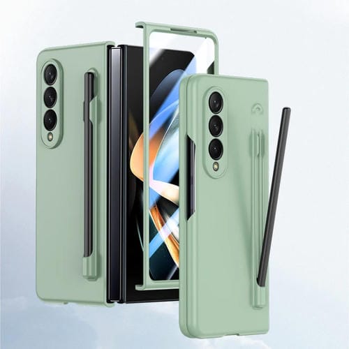 Estuche para Teléfono Samsung Galaxy Z Fold4 5G con Sensación de Piel Integrada para PC con Bolígrafo (Verde Claro)