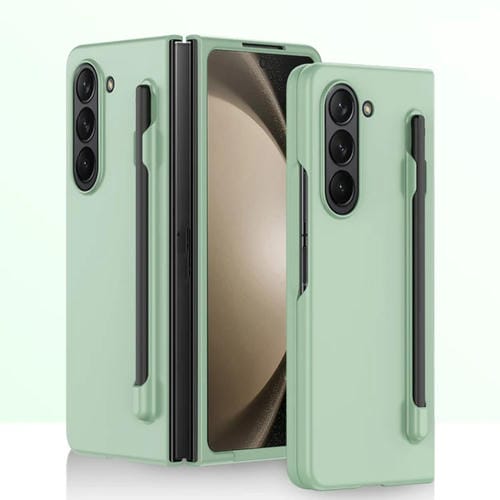 Estuche para Teléfono Samsung Galaxy Z Fold5 5G Sensación de Piel PC con Bolígrafo (Verde Claro)