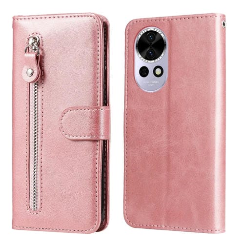 Funda de Piel con Cremallera y Textura de Becerro para Huawei Nova 13 Pro (Oro Rosa)