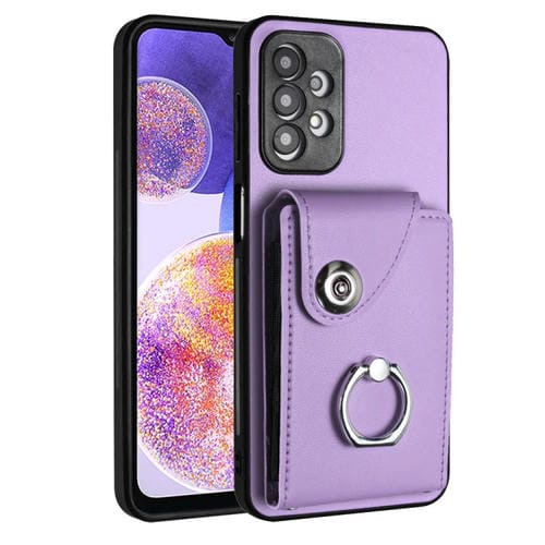 Funda para Teléfono Samsung Galaxy A23 Bolsa para Tarjeta de Órgano con Soporte para Anillo (Púrpura)