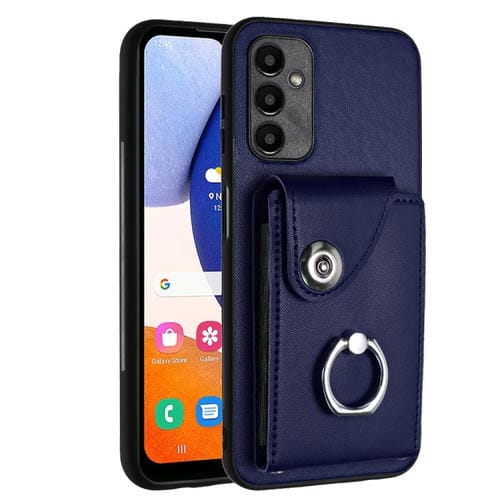 Funda para Teléfono Samsung Galaxy A24 4G PU con Soporte para Anillo y Bolsa para Tarjeta (Azul)