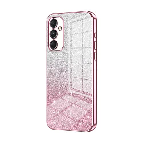 Estuche para teléfono Samsung Galaxy A24 4G galvanizado con polvo de brillo degradado (Rosa)