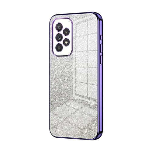 Estuche para teléfono Samsung Galaxy A33 5G galvanizado con polvo de brillo degradado (Púrpura)