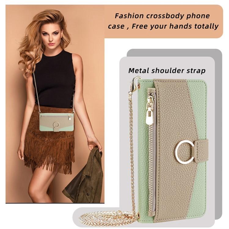 Funda Cruzada Cuero Textura Lichi para TCL 50 Nxtpaper 5G / 50 Pro Nxtpaper 5G (Verde)