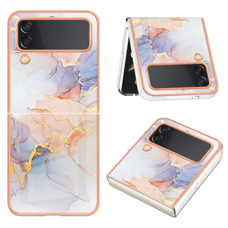 Caja de teléfono Samsung Galaxy Z Flip3 5G Imd TPU con Galvanoplastia (Mármol Blanco)
