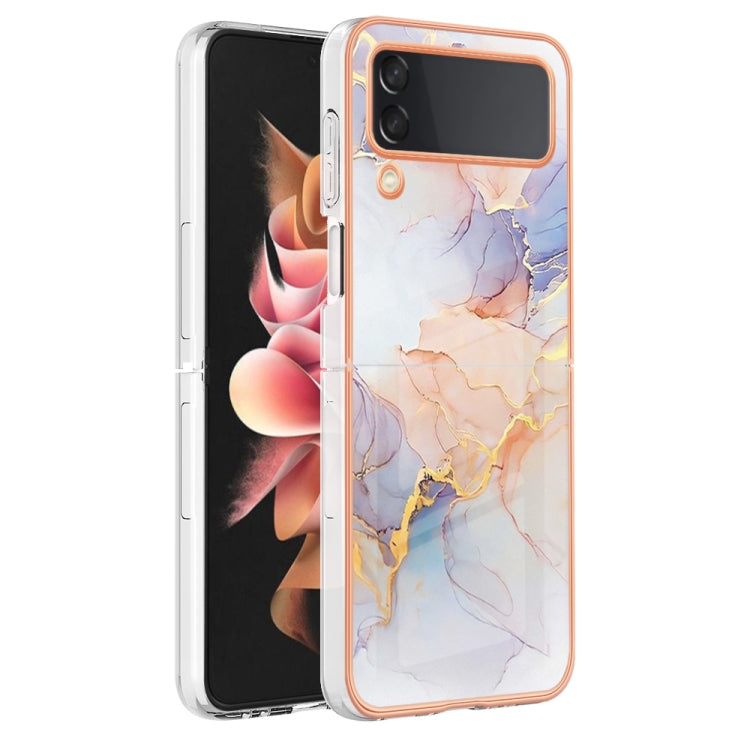 Caja de teléfono Samsung Galaxy Z Flip3 5G Imd TPU con Galvanoplastia (Mármol Blanco)