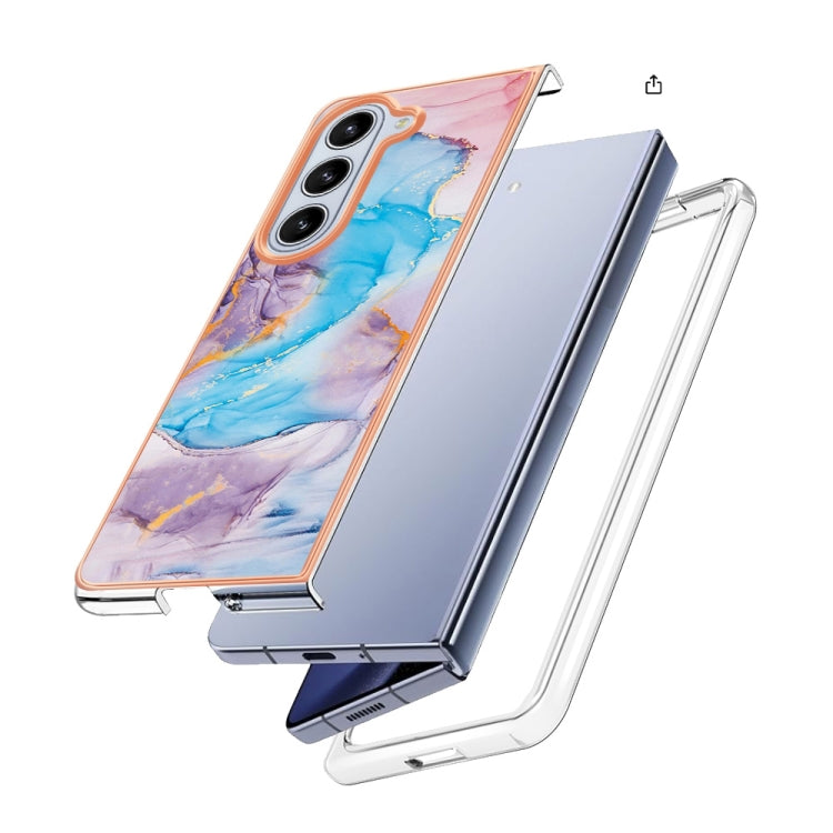 Caja de teléfono Samsung Galaxy Z Fold5 5G Imd TPU con Galvanoplastia (Mármol Azul)