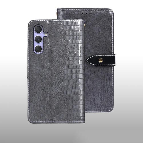 Funda para Samsung Galaxy A55 5G Idewei Cuero Textura de Cocodrilo (Gris)