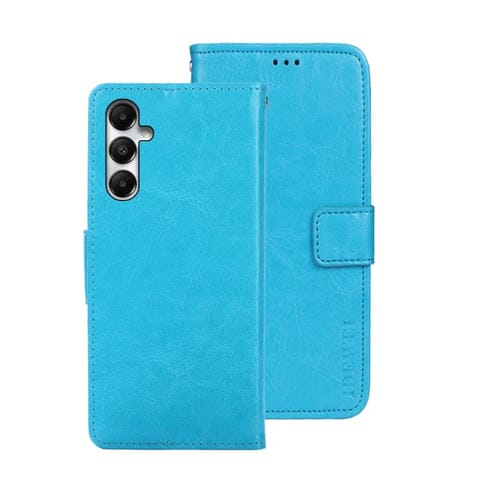 Funda para Samsung Galaxy A05S 4G Idewei Crazy Horse Texture Cuero con Soporte (Azul Cielo)