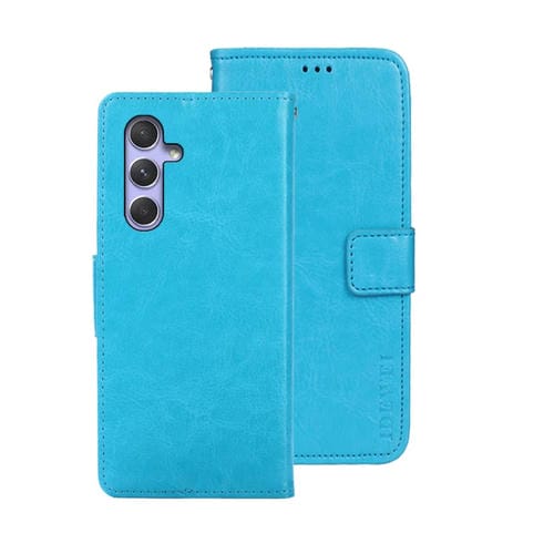 Funda para Samsung Galaxy A55 5G Idewei Crazy Horse Texture Cuero (Azul Cielo)