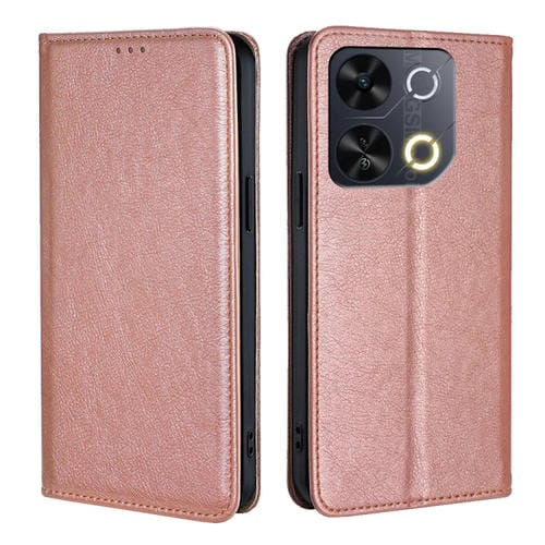 Funda de Cuero Magnética para Teléfono Itel P65 con Acabado Brillante (Oro Rosa)