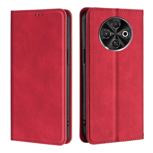 Funda Magnética de Piel para Tecno Spark 30C 4G (Roja)