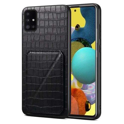 Funda Trasera Denior para Samsung Galaxy A51 5G Piel de Cocodrilo con Soporte (Negro)