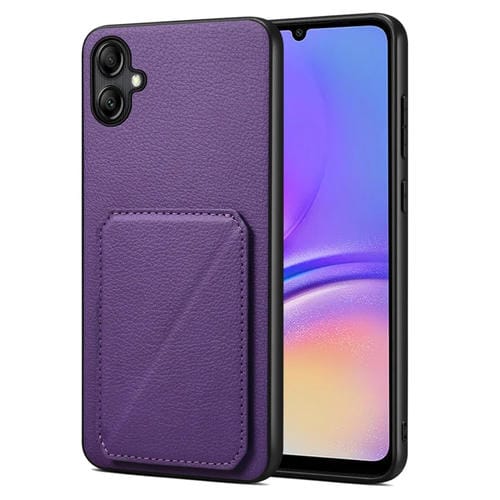 Funda para Teléfono Samsung Galaxy A05G Denior con Parte Trasera de Piel de Becerro de Imitación y Soporte (Púrpura)