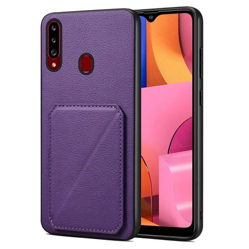 Funda para Teléfono Samsung Galaxy A20S Denior con Parte Trasera de Piel de Becerro de Imitación y Soporte (Púrpura)
