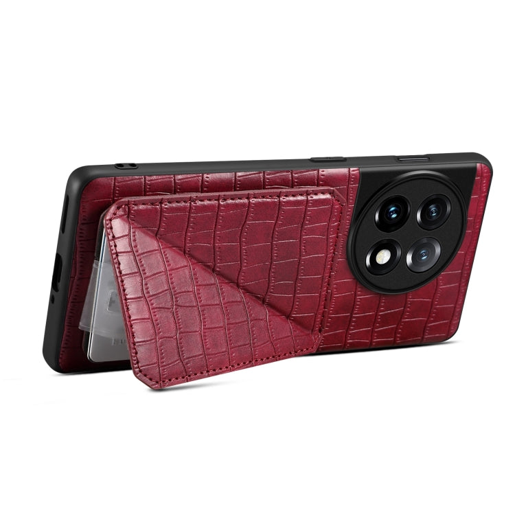 Funda Trasera Denior para Oppo K11 y Oneplus Nord Ce3 5G de Piel Cocodrilo con Soporte (Rojo Rosa)