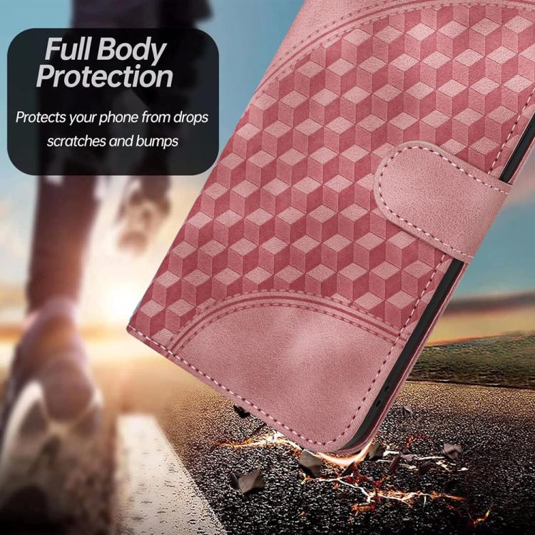 Funda de Cuero Huawei P50 con Relieve Cabeza de Elefante y Cordón (Rosa)