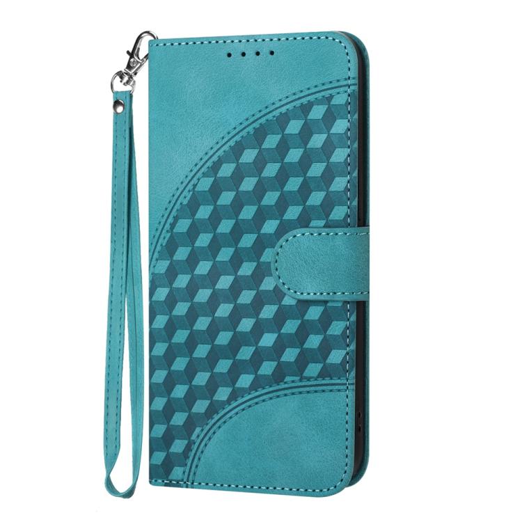 Funda de Cuero con Relieve de Cabeza de Elefante para Huawei Enjoy 20E con Cordón (Azul Claro)