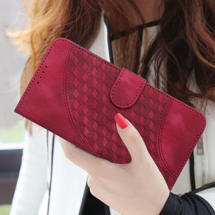 Funda de Cuero con Relieve Cabeza de Elefante para Huawei Enjoy 50 Nova Y70 con Cordón (Rosa Rojo)