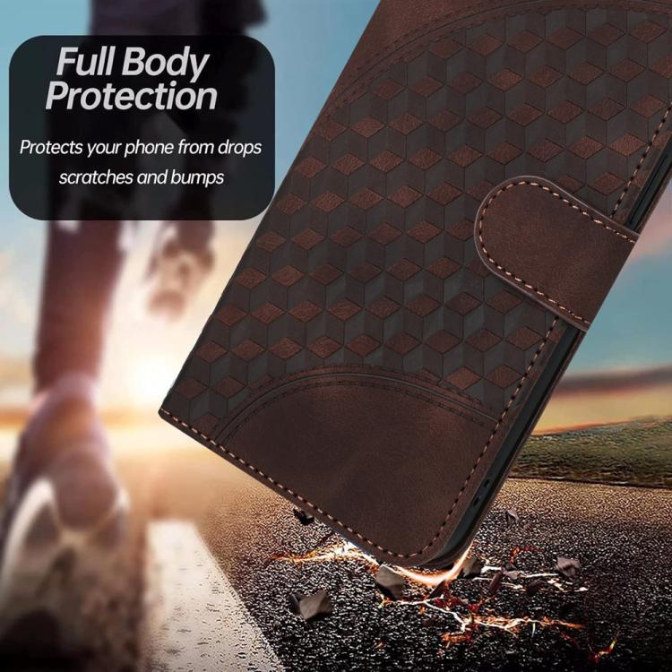 Funda de Cuero con Relieve Cabeza de Elefante para Huawei Enjoy 50 Nova Y70 con Cordón (Café)