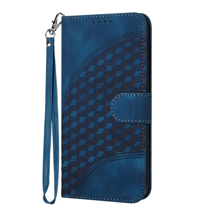 Funda de Cuero con Relieve de Cabeza de Elefante para Huawei Enjoy 50 Pro y Nova Y90 con Cordón (Azul Real)