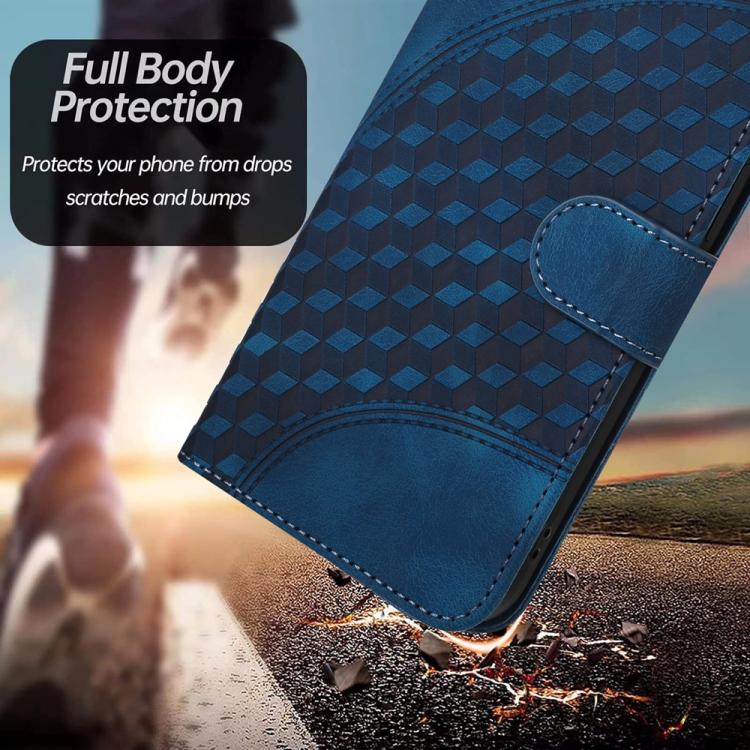 Funda de Cuero con Relieve de Cabeza de Elefante para Huawei Enjoy 50 Pro y Nova Y90 con Cordón (Azul Real)