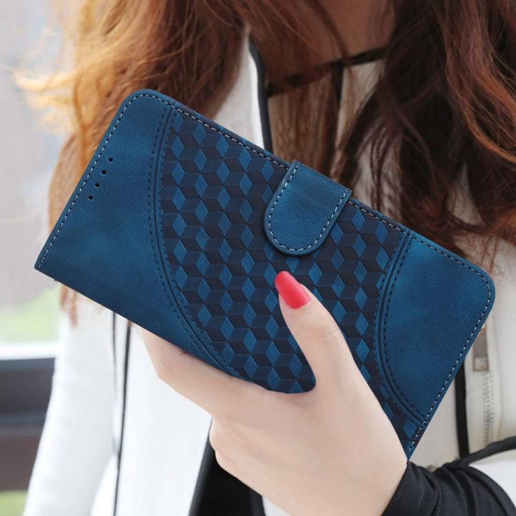 Funda de Cuero con Relieve de Cabeza de Elefante para Huawei Enjoy 50 Pro y Nova Y90 con Cordón (Azul Real)
