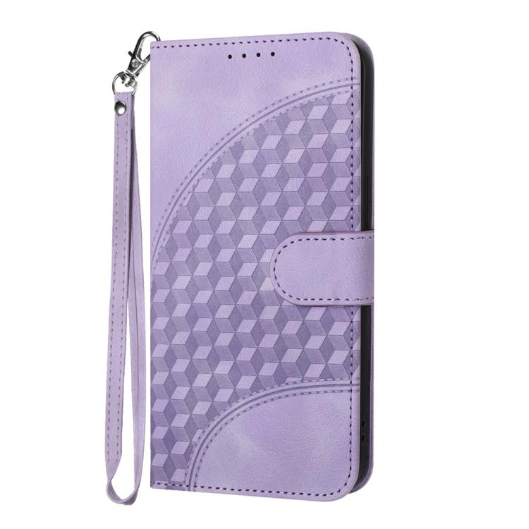 Funda de Cuero con Relieve Cabeza de Elefante para Huawei Nova Y72 con Cordón (Morado Claro)