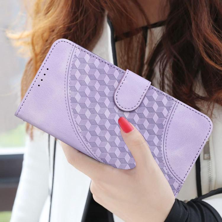 Funda de Cuero con Relieve Cabeza de Elefante para Huawei Nova Y72 con Cordón (Morado Claro)