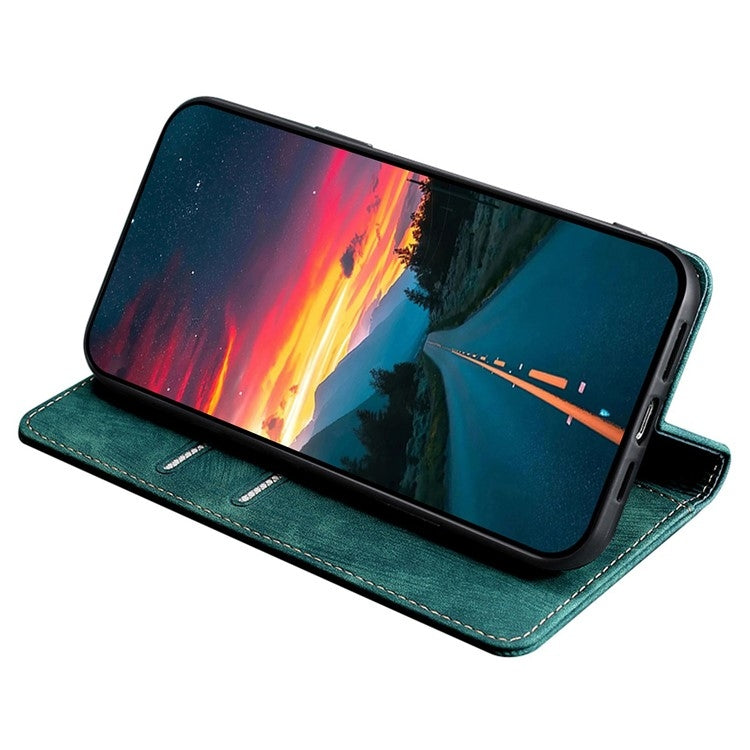 Funda de Cuero Magnética Antirrobo Rfid para Teléfono TCL 50 Xl (Verde)