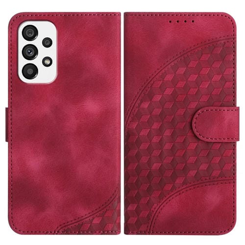 Funda para Samsung Galaxy A73 5G Yx0060 Cuero Relieve Cabeza de Elefante con Cordón (Rojo Rosa)