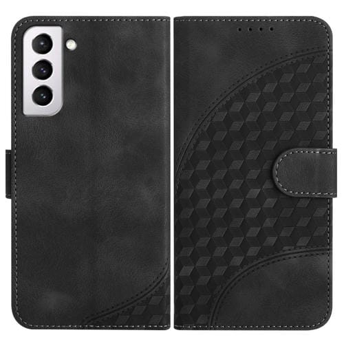 Funda para Samsung Galaxy S21 FE 5G Yx0060 de Cuero con Relieve y Cabeza de Elefante con Cordón (Negro)
