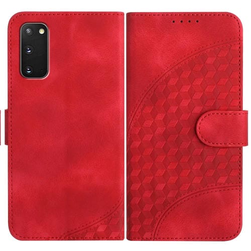 Funda para Teléfono Samsung Galaxy S20 Yx0060 Cuero con Relieve y Cabeza de Elefante con Cordón (Rojo)