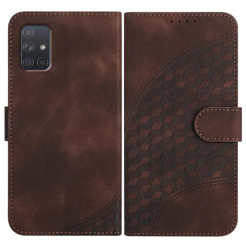 Funda para Samsung Galaxy A71 4G Yx0060 Cuero Relieve Cabeza de Elefante Cordón (Café)