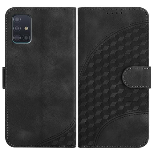Funda para Samsung Galaxy A51 4G Yx0060 Cuero Relieve Cabeza de Elefante Cordón (Negro)