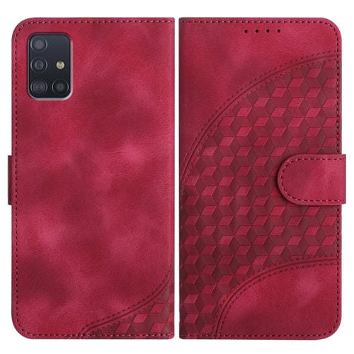 Funda para Samsung Galaxy A51 4G Yx0060 Cuero Relieve Cabeza de Elefante Cordón (Rojo Rosa)