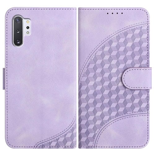 Funda de Cuero Samsung Galaxy Note10 + Yx0060 con Relieve Cabeza de Elefante y Cordón (Púrpura Claro)
