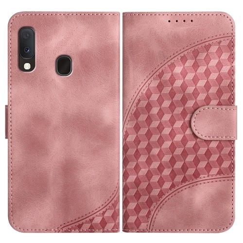 Funda de Cuero Samsung Galaxy A20E A10E Yx0060 Relieve Cabeza de Elefante con Cordón (Rosa)