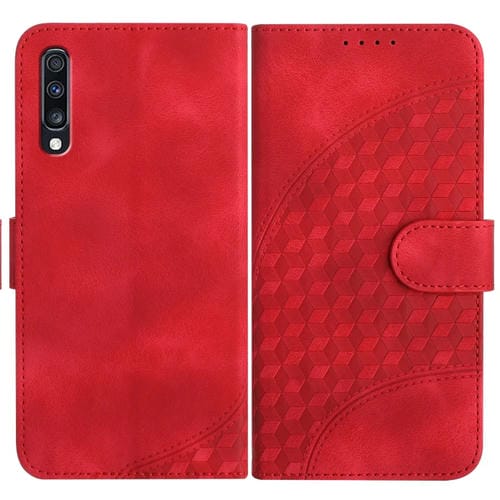 Funda para Samsung Galaxy A70 Yx0060 Cuero Relieve Cabeza de Elefante con Cordón (Rojo)