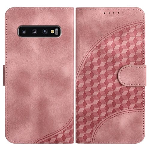 Funda para teléfono Samsung Galaxy S10 Yx0060 Cuero Relieve Cabeza de Elefante con Cordón (Rosa)
