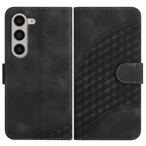 Funda de Cuero Samsung Galaxy Z Fold5 5G Yx0060 con Relieve y Cabeza de Elefante con Cordón (Negro)