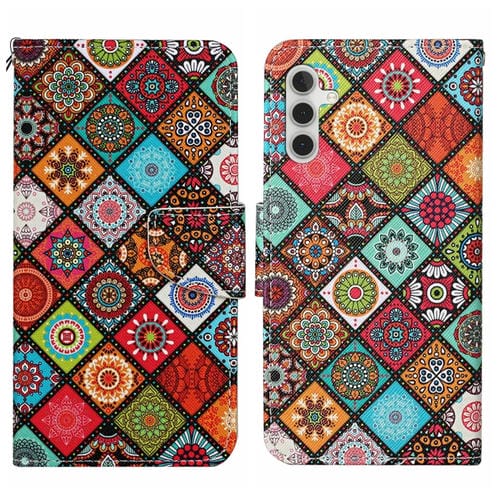 Funda para Samsung Galaxy A05S Cuero Patrón Dibujo de Colores Estilo Étnico